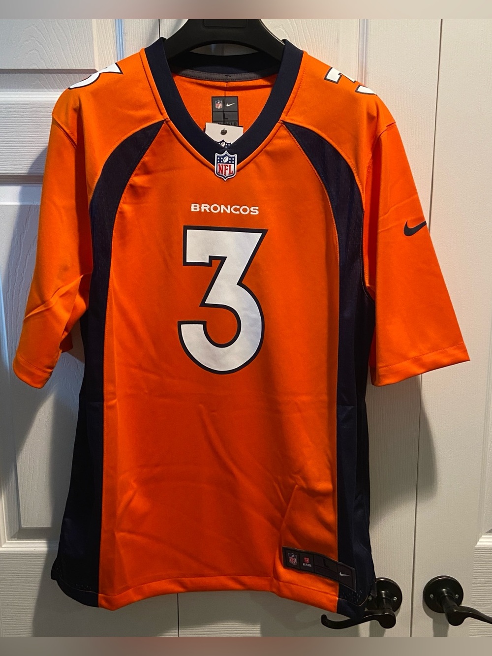 $130 Nike Russell Wilson Denver Broncos Orange Jersey - Men's Large